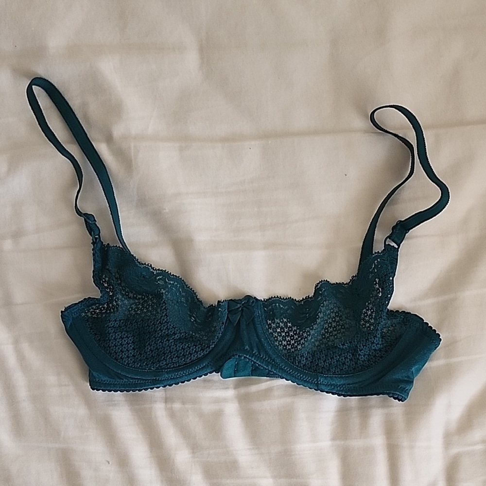 NWOT 32C Timpa Duet Teal Lace Bra - Picture 2 of 5